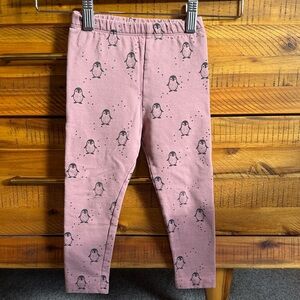 Zara Girls Pink Penguin Print Kids Leggings